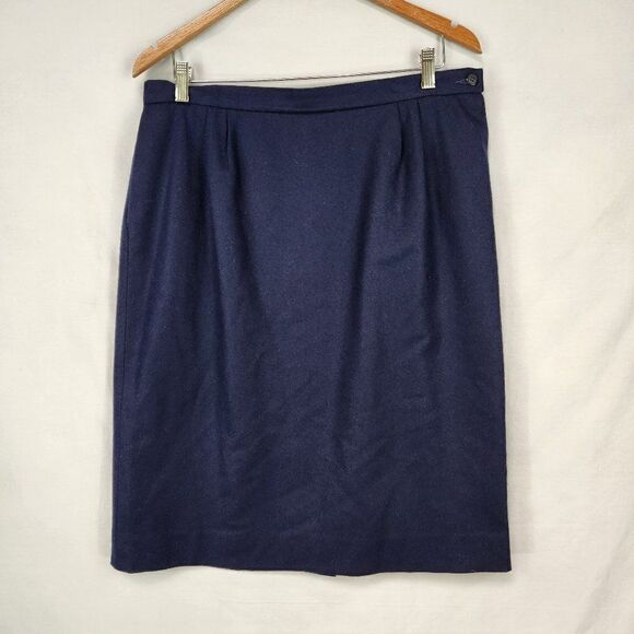 Vtg Pendleton Womens Navy Blue Pencil Skirt Waist 34 100% Wool Lined 80s - Picture 1 of 8